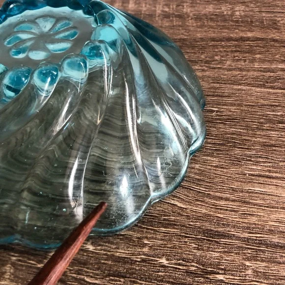 Vtg Hazel Atlas Colonial Swirl Capri Blue Serving Set - Picture 10 of 15